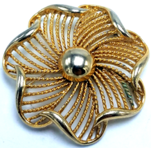 Vintage Lisner Gold-Tone Twisted Rope Swirl Brooch Pin VGC - $24.70