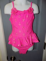Flapdoodles Tankini Swimsuit, Pink, Gold Anchors, Size 5 Girl's EUC - $21.36