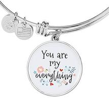 Love Message Gift You are My Everything Circle Bangle Bracelet Stainless Steel o - £24.04 GBP