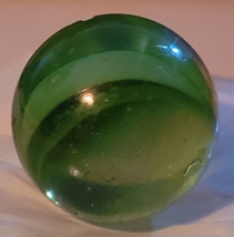 Vintage Shooting Marble Clear Green Swirling  Small Chip Collectible Marvin - $10.99