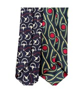 2 X Rene Chagal Men Handmade Necktie Tie Myung Ju Silk Black Red Foulard... - £220.74 GBP