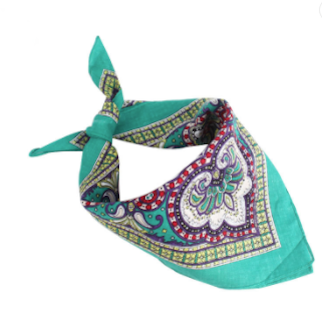 1 PC 100% COTTON BEAUTIFUL TEAL FLORAL PAISLEY 22X22 INCH BANDANA 6004 s... - $9.49