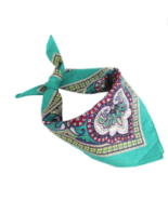 1 PC 100% COTTON BEAUTIFUL TEAL FLORAL PAISLEY 22X22 INCH BANDANA 6004 s... - $180.68 MXN