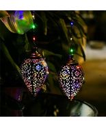 Solar Power LED Hanging Lantern Light Metal Garden Yard Decor Lamp Recha... - $25.99