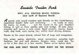 1950s Business Trade Card Seaside Trailer Park Ormond Beach Florida FL H... - $15.32