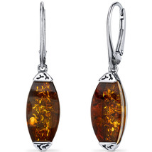Sterling Silver Baltic Amber Cognac Color Earrings - £76.65 GBP