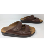 SAS Cozy Womens Size 8.5 M Amber Brown Leather Slides Sandals Slip On Tw... - $49.49