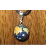 Vintage Blue 20MM 925 Sterling Silver Globe Gemstone Jasper World Charm ... - $15.83