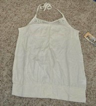 Girls Halter Cami Babydoll Mudd White Lace Crochet Top Plus Shirt-sz 14 - £6.31 GBP