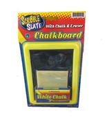 SCRIBBLE SLATE CHALKBOARD WITH CHALK AND ERASER - 3 PIECES WHITE CHALK N... - $6.17 CAD