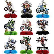 9 Piece Dirt Bike Motorcycle Honeycomb Centerpiece Table Topper Racing Motocross - £15.62 GBP