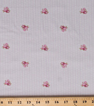 Cotton Pink Flowers Tiny Stripes Dots Cotton Fabric Print by the Yard D148.39 - $11.95