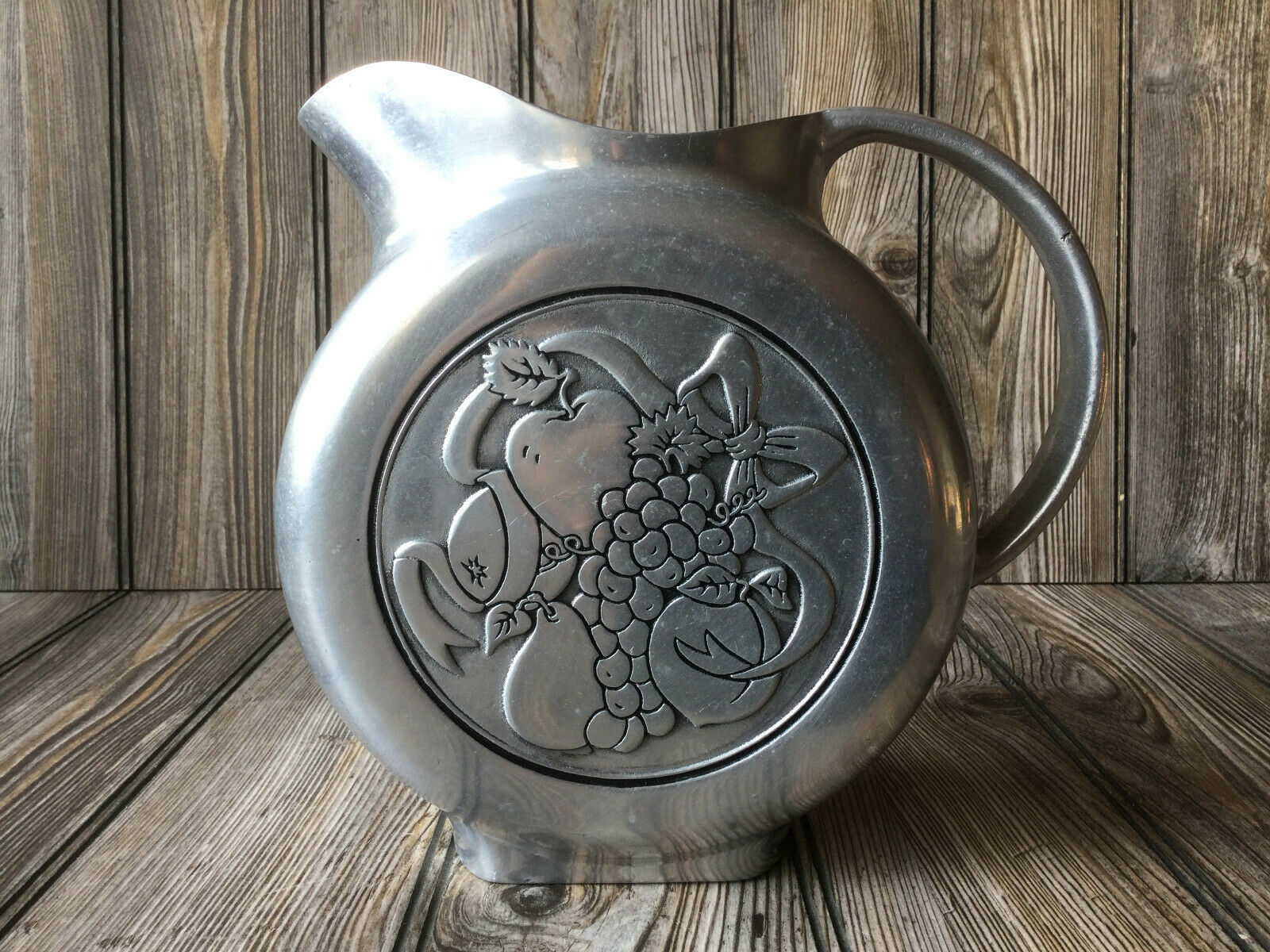 Primary image for Vintage Wilton Mount Joy Armetale Pewter Water Pitcher - Fruit Design