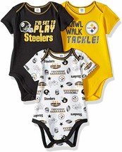 NFL Pittsburgh Steelers Pack of 3 Infant Bodysuit &quot;I&#39;M SET TO PLAY&quot; 3-6M - £23.47 GBP
