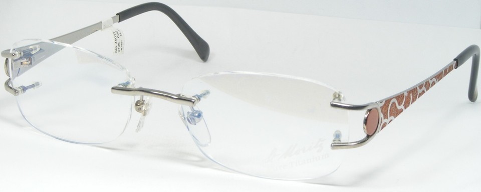 St.Moritz by AMA 45017 002 SILVER /COPPER UNIQUE EYEGLASSES PURE TITAN 5... - $76.55