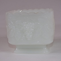 Vintage White Milk Glass Grape Leaf Pattern Small Footed Pedestal 3 3/4” Tall - $3.99