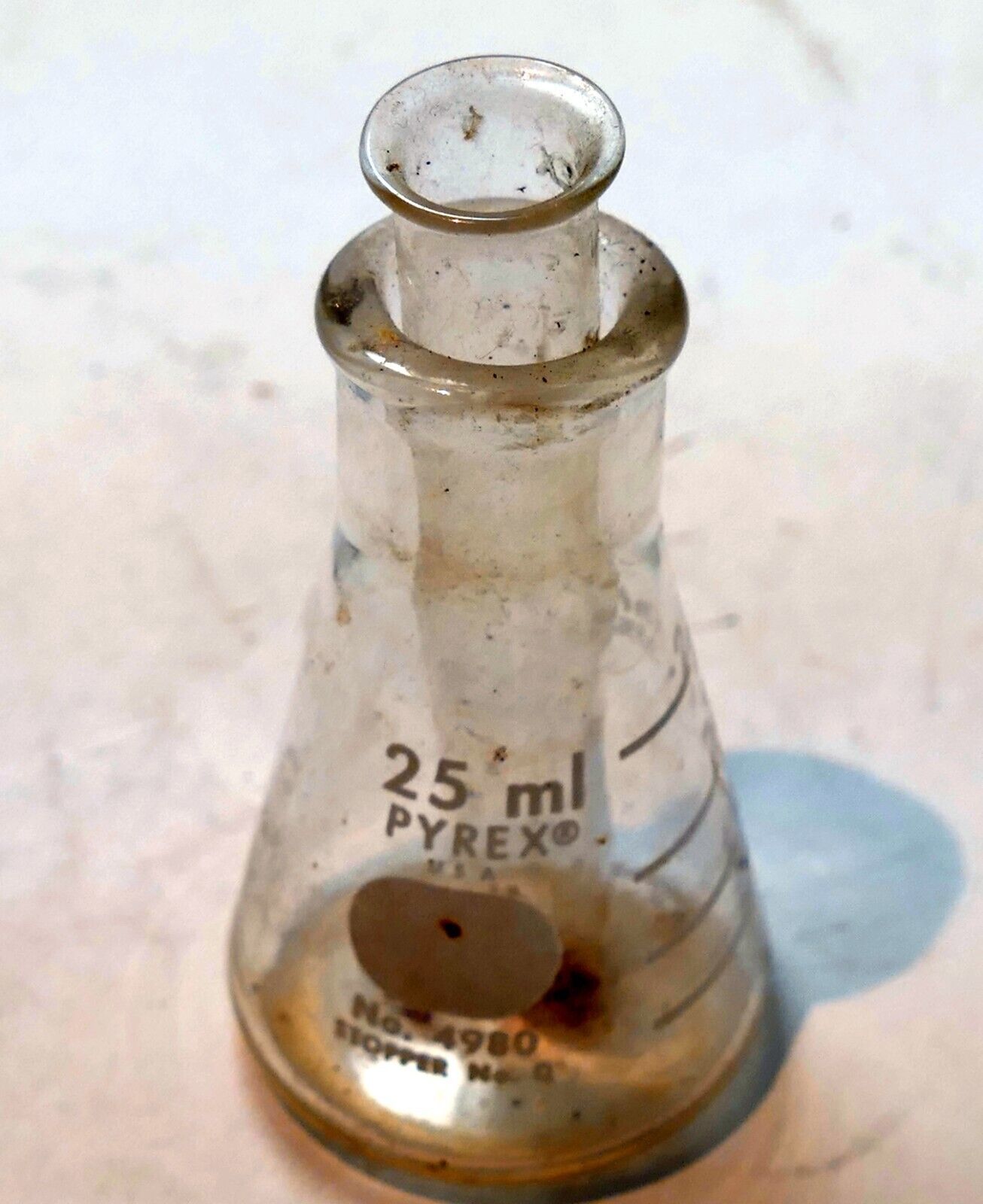 25ml Volumetric Flask Mercer/Pyrex Glass Vintage 4980 with TUBE - $18.00