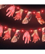 Halloween Red Led Lights With Bloody Hands And Feet Hanging Banner Cards... - £19.10 GBP