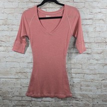 Mossimo Supply Co Womens T-Shirt Medium Coral Pink 3/4 Sleeve Athletic Fit NWOT - $9.94