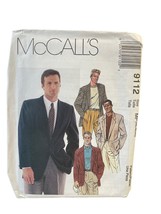 McCalls Sewing Pattern 9112 Coat Jacket Suit Blazer Mens Size 46-50 - $10.69