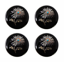 Set of 4 Screw Back 1-1/4&quot; Floral Turquoise Stone Sunflower Conchos CO584 - $19.79