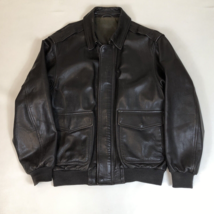 Vintage Mens LL Bean Goatskin Leather A-2 Flight Bomber Jacket Lined Brown - $128.69
