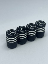 4 Silver Black Tire Air Valve Stem Cap Fits Most Mercedes Cars Wagons &amp; ... - €8,79 EUR