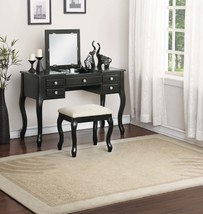Black Vanity Set with Stool, Mirror &amp; Drawers - Classic Bedroom Furniture - $496.99