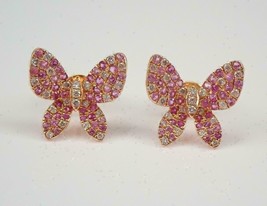 2Ct Redondo Cz Cortado Diamante Rosa Pendientes en Forma de Mariposa 14K Acabado - £85.47 GBP
