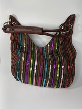 Striped Sequin &amp; Corduroy Sparkle purse bag small bag multi-color bag-un... - £14.72 GBP