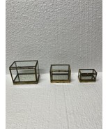 vtg brass glass trinket box holder set 3 - $67.68 CAD
