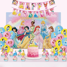 Princess Birthday Backdrop Princess Birthday Party Supplies Included Bir... - $47.74