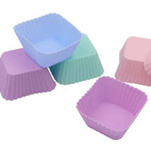 6-pieces Silicone Square Cupcake Molds - 3D Fondant Pan for Muffins, Cup... - $11.03