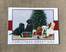 Jim Killen Christmas Pups Labrador Retriever Dogs Greeting Card w Envelope - £3.00 GBP
