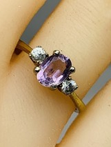 Sterling silver 925 gold tone amethyst ring size 7 - $30.00