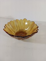 Vintage Amber Indiana Carnival Glass Iridescent Daisy Sunflower Bowl Can... - £10.49 GBP