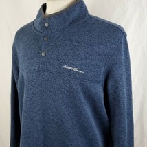 Eddie Bauer Pullover Sweater 1/4 Snap Men&#39;s XXL Blue Polyester Knit Outd... - £18.75 GBP