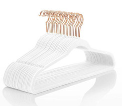Premium Velvet Hangers (Pack of 50) Heavyduty -Non Slip - Copper/Rose Gold Hooks - £27.94 GBP