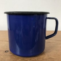 Vintage Mid Century Navy Blue Enamel Enamelware Camping Tea Coffee Cups Mug - $18.99