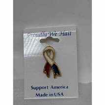 Red white Blue ribbon pin patriotic election Day Vintage Old Stock Made in USA - £6.30 GBP
