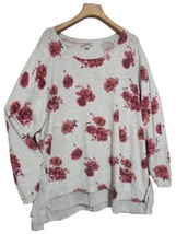 Lucky Brand Women’s 3X Sweater  Floral PLUS Gray&amp;Pink Multi Cotton - £22.64 GBP