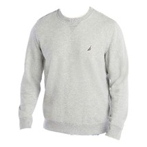 Nautica Men&#39;s Fleece Long Sleeve Crew Neck Sweatshirt Grey Heather Large - £19.43 GBP