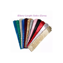  Long Elbow Length Satin Gloves   Shirred Elbow Gloves Black White Red B... - $418.15 MXN