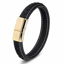 Women's Bracelets Brow leather and Gold clip  Size L New World Shipping - £9.36 GBP