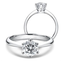 Moissanite Diamond Ring 925 Silver Engagement Ring Classic Round Women's Wedding - £38.87 GBP