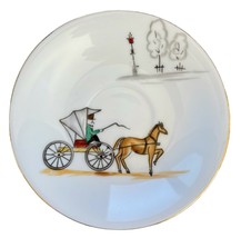 Decorative Plate Saucer Hand-painted Horse and Buggy Vintage Mid Century Design - £15.56 GBP