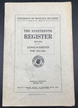 Antique 1913-1914 University of Montana Bulletin 19th Register Missoula MT - $21.32