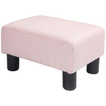 HOMCOM Pink Small Cube Ottoman Foot Rest Stool - Linen Upholstered - $71.99