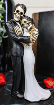 Love Never Dies Wedding Bride And Groom Skeleton Embracing Cake Topper Statue - £22.32 GBP
