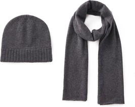 Women&#39;S 100% Pure Cashmere Beanie Hat And Cashmere Scarf Set With Gift Box From - £100.39 GBP